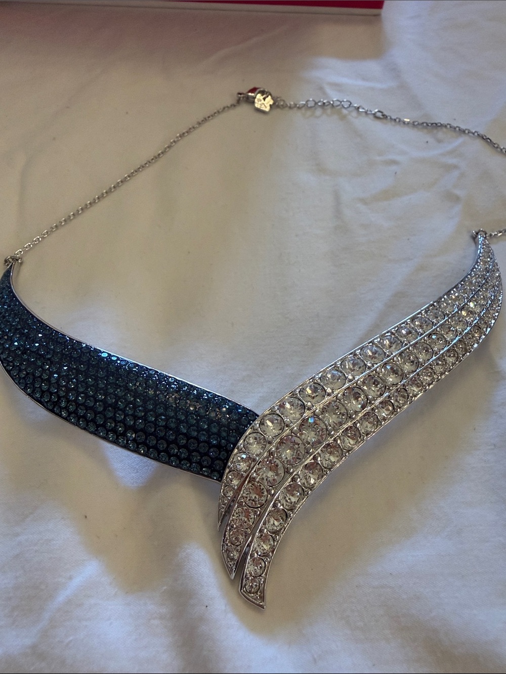 Swarovski Two-Tone Wing Necklace with Dark Blue and Clear Crystals - Picture 8 of 8